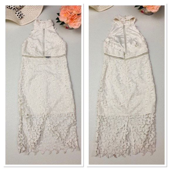 Bardot Gemma Halter Lace overlay Bodycon dress M - Picture 5 of 8